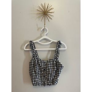 Gingham Button Crop Top